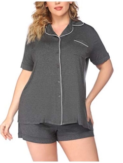 Women's Plus Size Sleepwear Short Sleeve Pajama Set with Pj Shorts 16W-24W