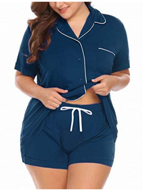 Women's Plus Size Sleepwear Short Sleeve Pajama Set with Pj Shorts 16W-24W