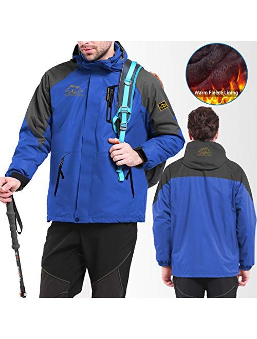 Men's Ski Jacket Warm Winter Jacket Windproof Snow Coat Waterproof Rain Jacket for Hiking Camping Outwear