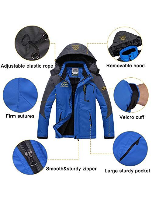 Men's Ski Jacket Warm Winter Jacket Windproof Snow Coat Waterproof Rain Jacket for Hiking Camping Outwear