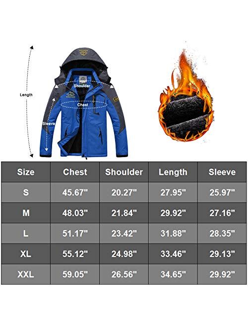 Men's Ski Jacket Warm Winter Jacket Windproof Snow Coat Waterproof Rain Jacket for Hiking Camping Outwear