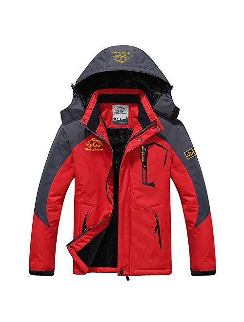 Men's Ski Jacket Warm Winter Jacket Windproof Snow Coat Waterproof Rain Jacket for Hiking Camping Outwear