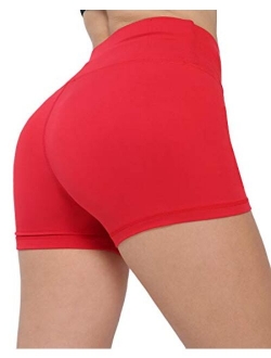 CHRLEISURE Workout Booty Shorts for Women - High Waist Spandex Yoga Soft Bike Shorts