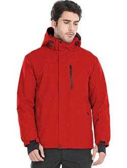 Men's Waterproof Ski Snow Jacket Fleece Lined Warm Winter Rain Jacket with Hood