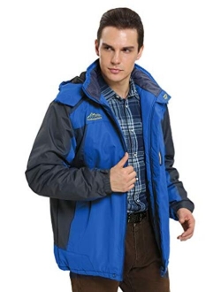 4HOW Mens Water Resistant Ski Jacket Hooded Outdoor Fleece Coat