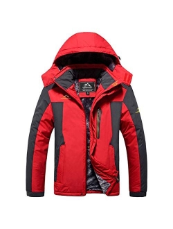 Men's Winter Coats Waterproof Ski Jacket Fleece Lined Windproof Warm Snow Jacket with Hood 4 Pockets