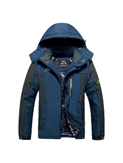 Men's Winter Coats Waterproof Ski Jacket Fleece Lined Windproof Warm Snow Jacket with Hood 4 Pockets