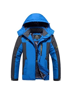 Men's Winter Coats Waterproof Ski Jacket Fleece Lined Windproof Warm Snow Jacket with Hood 4 Pockets