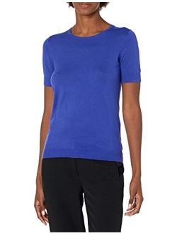 Amazon Brand - Lark & Ro Women's Short Sleeve Crew Neck Pima Cotton Sweater