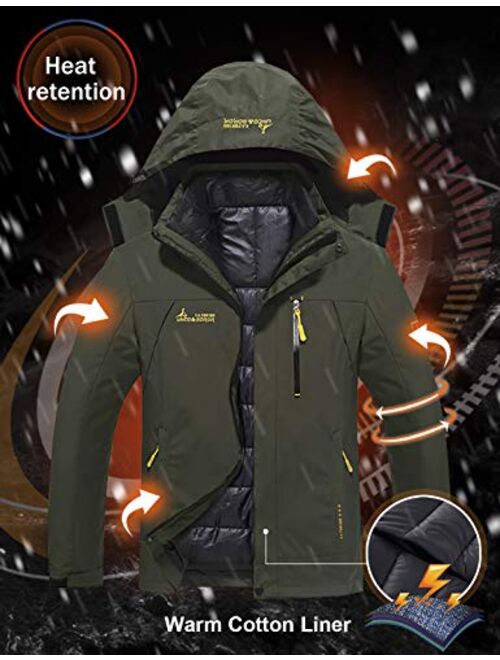 GEMYSE Men's Waterproof 3-in-1 Ski Snow Jacket Puffer Liner Insulated Winter Coat