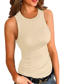 Womens Ladies Ribbed Thick Strap Low Cut Tight Slim Fitted Sporty Workout Tank Tops