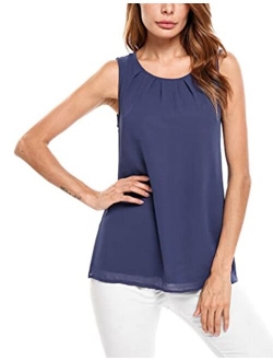 Beyove Women's Sleeveless Chiffon Tank Top Double Layers Keyhole Back Blouse Tunic S-XXL