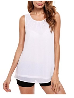 Beyove Women's Sleeveless Chiffon Tank Top Double Layers Keyhole Back Blouse Tunic S-XXL