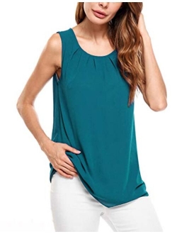 Beyove Women's Sleeveless Chiffon Tank Top Double Layers Keyhole Back Blouse Tunic S-XXL