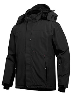 Wespornow Men's-Ski-Jacket Winter-Waterproof-Windproof-Mountain-Ski-Snow-Coat Warm Fleece Rain Jackets for Snowboarding