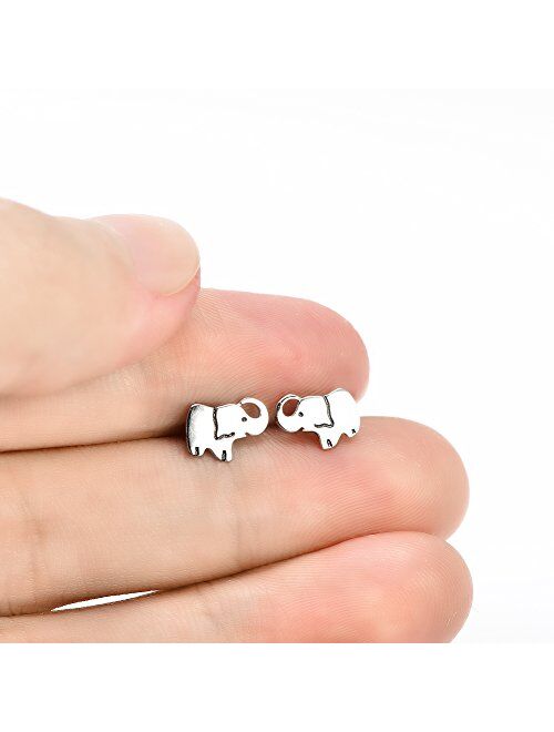 Elephant Jewelry 925 Sterling Silver Lucky Elephant Stud Earrings, Elephant Family Necklace for Women