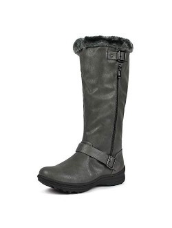 Women's Winter Fully Fur Lined Zipper Closure Snow Knee High Boots