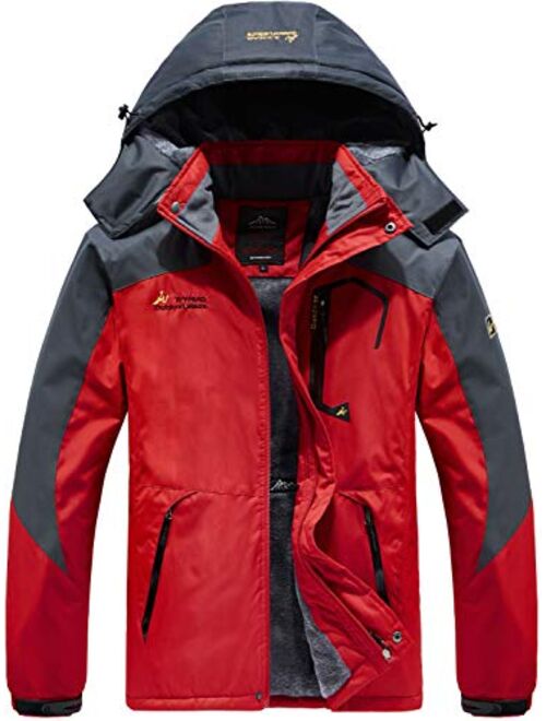 Vcansion Men's Waterproof Mountain Jacket Fleece-Lined Ski Jacket Outerwear Windproof Snow Coat Rain Jacket