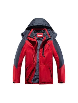 INVACHI Mens Winter Jacket，Waterproof Ski Jacket Winter Windproof Rain Jacket Warm Snow Coats