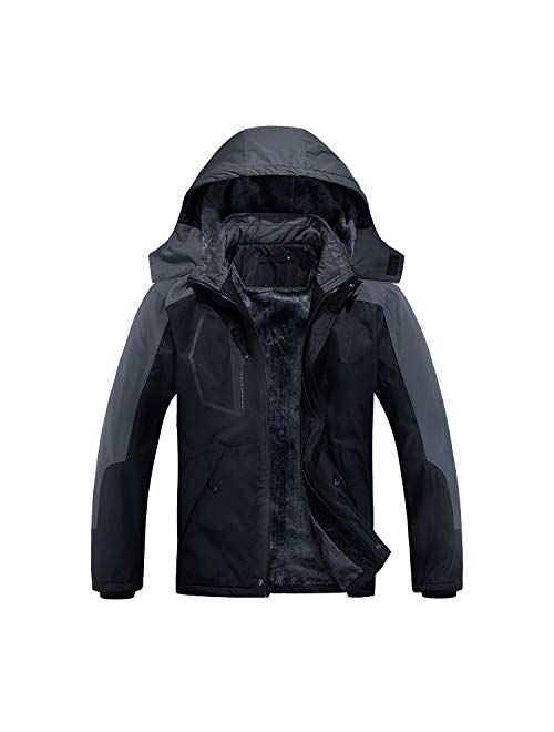 INVACHI Mens Winter Jacket，Waterproof Ski Jacket Winter Windproof Rain Jacket Warm Snow Coats