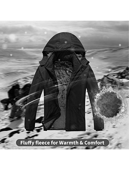 INVACHI Mens Winter Jacket，Waterproof Ski Jacket Winter Windproof Rain Jacket Warm Snow Coats