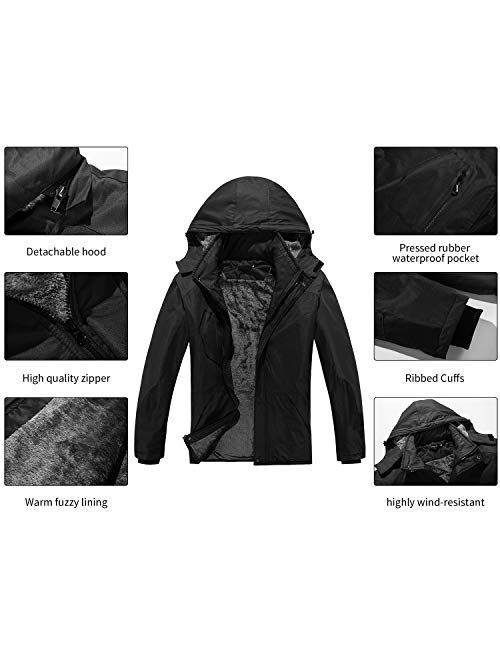 INVACHI Mens Winter Jacket，Waterproof Ski Jacket Winter Windproof Rain Jacket Warm Snow Coats