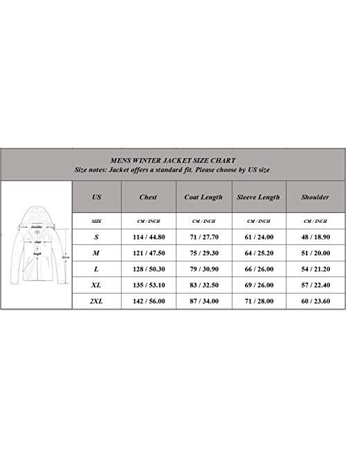 INVACHI Mens Winter Jacket，Waterproof Ski Jacket Winter Windproof Rain Jacket Warm Snow Coats