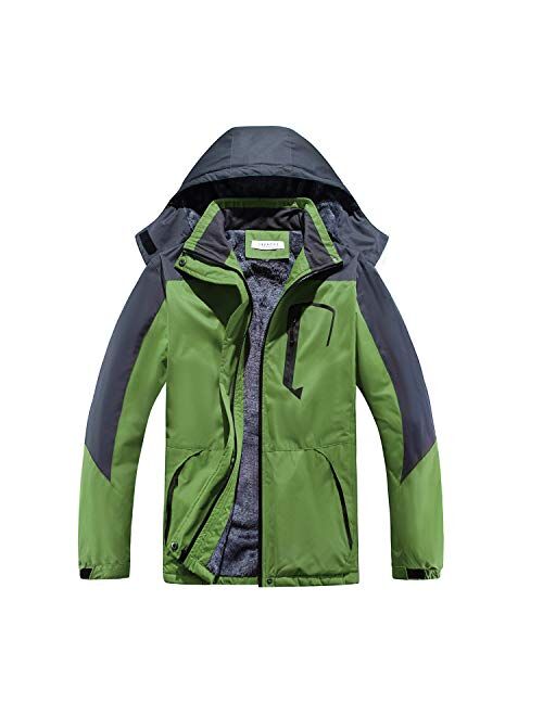 INVACHI Mens Winter Jacket，Waterproof Ski Jacket Winter Windproof Rain Jacket Warm Snow Coats