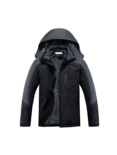 INVACHI Mens Winter Jacket，Waterproof Ski Jacket Winter Windproof Rain Jacket Warm Snow Coats