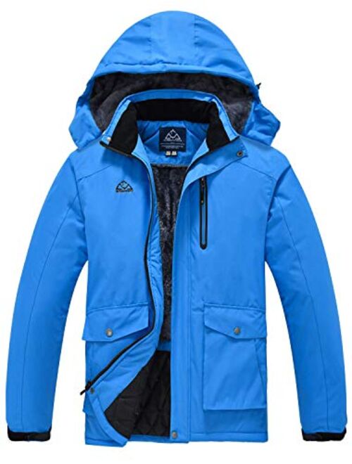 Rdruko Men's Outdoor Ski Snow Jacket Waterproof Fleece Mountain Hooded Rain Coat