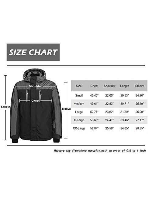 Men's Mountain Waterproof Ski Jacket Winter Warm Snow Coat Windproof Rain Jacket