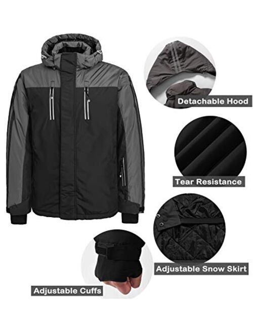 Men's Mountain Waterproof Ski Jacket Winter Warm Snow Coat Windproof Rain Jacket