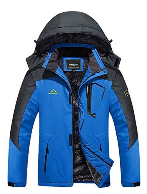 TACVASEN Men's Outdoor Jackets Winter Waterproof Windproof Ski Snowboard Fleece Lined Jacket Hooded