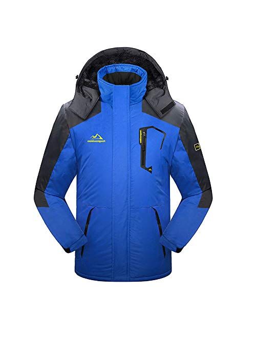 TACVASEN Men's Outdoor Jackets Winter Waterproof Windproof Ski Snowboard Fleece Lined Jacket Hooded