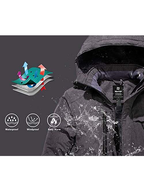 Wantdo Men's Mountain Ski Jacket Waterproof Snowboarding Jackets Warm Winter Snow Coat Outdoor Fleece Raincoats