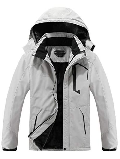 Moerdeng Men's Mountain Waterproof Ski Jacket Windproof Rain Windbreaker Winter Warm Hooded Snow Coat