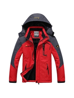 Susclude Men's Winter Ski Jacket Waterproof Snow Coat Hooded Snowboarding Jackets Mountain Windbreakers with Pockets