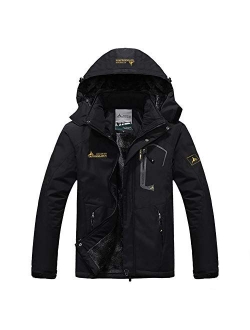 Susclude Men's Winter Ski Jacket Waterproof Snow Coat Hooded Snowboarding Jackets Mountain Windbreakers with Pockets