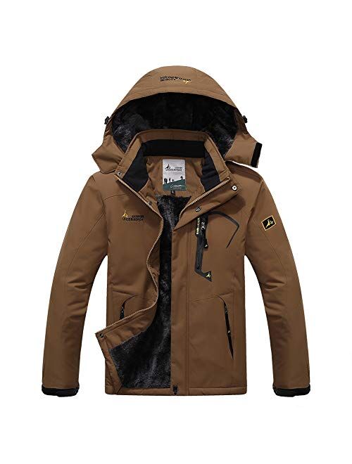 Susclude Men's Winter Ski Jacket Waterproof Snow Coat Hooded Snowboarding Jackets Mountain Windbreakers with Pockets