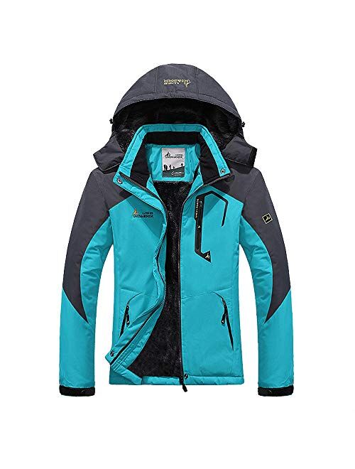 Susclude Men's Winter Ski Jacket Waterproof Snow Coat Hooded Snowboarding Jackets Mountain Windbreakers with Pockets