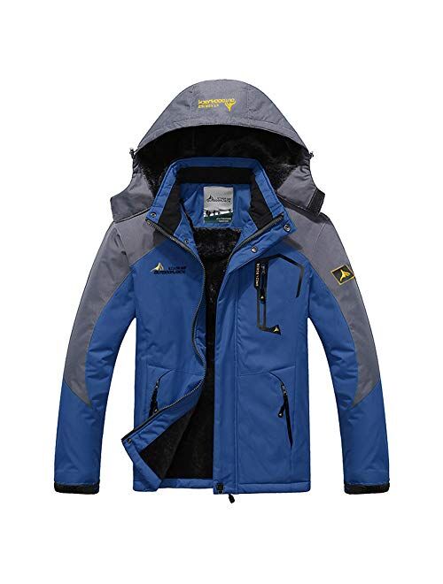 Susclude Men's Winter Ski Jacket Waterproof Snow Coat Hooded Snowboarding Jackets Mountain Windbreakers with Pockets