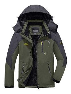 FASKUNOIE Men's Winter Coats Windproof Warm Fleece Ski Snowboarding Jackets Parka with Zipper Pockets