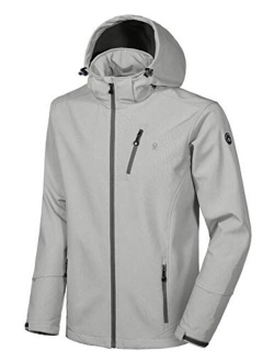 Little Donkey Andy Men's Softshell Jacket Ski Jacket with Removable Hood, Fleece Lined and Water Repellent