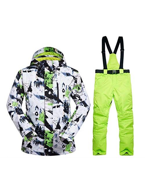 OLEK Men's Waterproof Ski Snowboarding Jacket Pants Windproof Snow Snowboard Coat