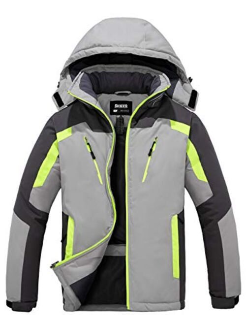 Skieer Men's Waterproof Ski Jacket Winter Snow Coat Windproof Snowboarding Jackets Warm Raincoat