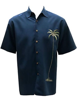 Bamboo Cay Mens Short Sleeve Hawaiian Casual Embroidered Woven Shirts