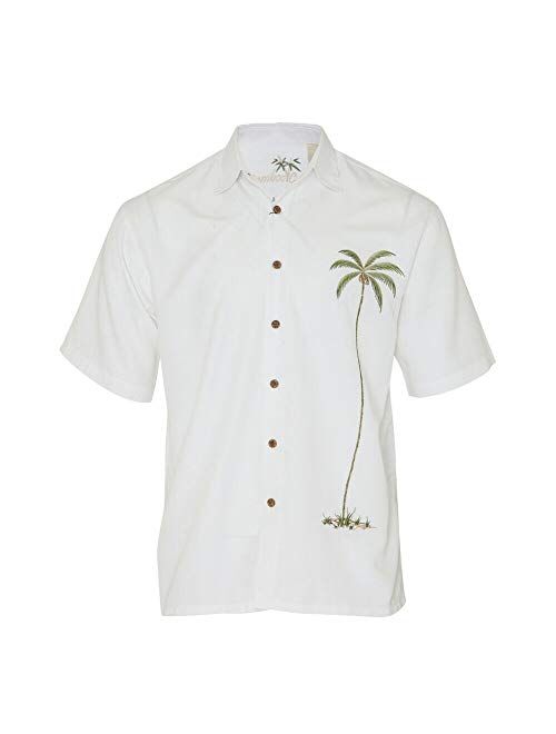 Bamboo Cay Mens Short Sleeve Hawaiian Casual Embroidered Woven Shirts