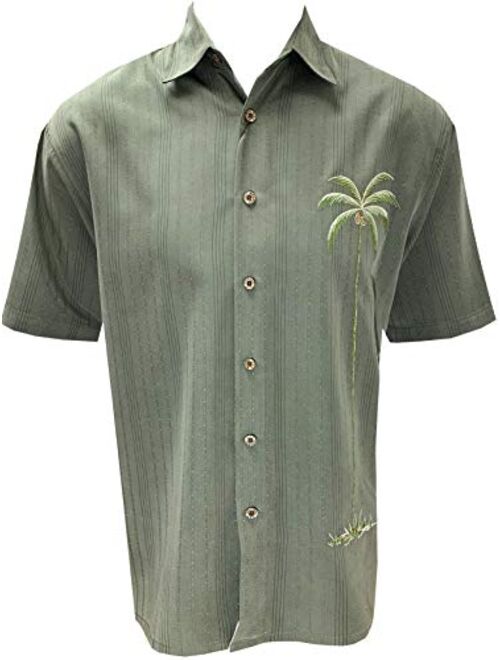 Bamboo Cay Mens Short Sleeve Hawaiian Casual Embroidered Woven Shirts