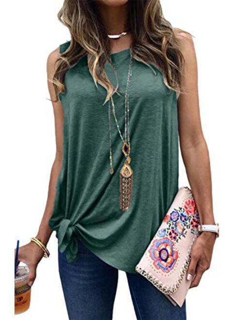 MODARANI Cold Shoulder Tops for Women Knot Twisted Casual Solid Color Shirts Tunic Tops Comfy Loose Fit