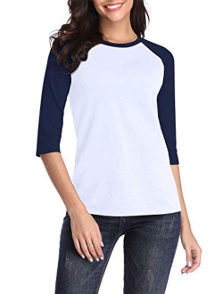 HUHOT Cotton Crew Neck 3/4 Sleeve Jersey Shirt Baseball Tee Raglan T-Shirts